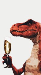 dinosaur with champagne 