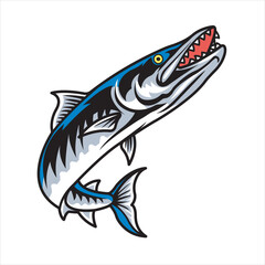 Vector Illustration of Barracuda Fish with Vintage Illustration