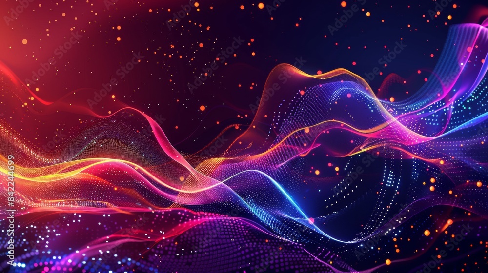 Poster abstract background with colorful lines and dots