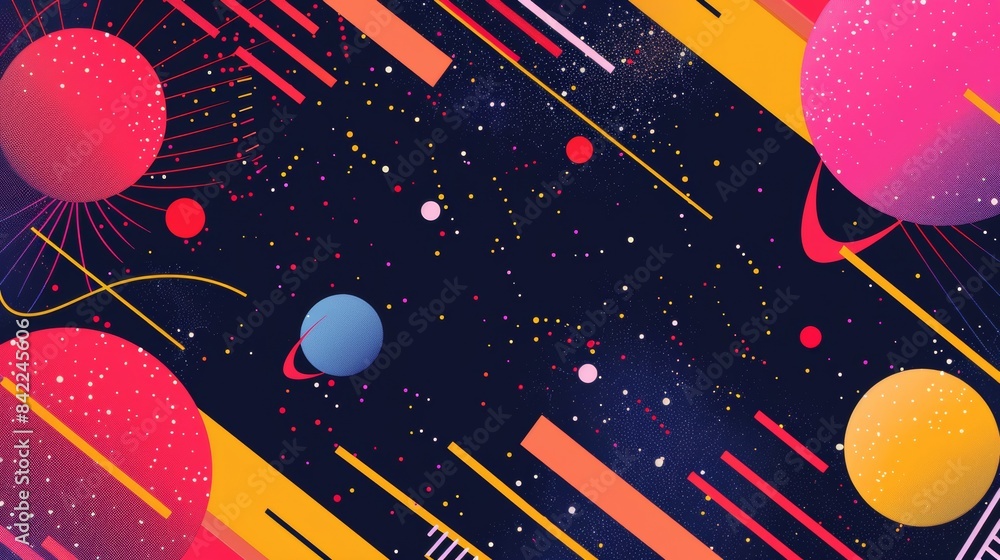 Poster abstract background with colorful geometric shapes and lines
