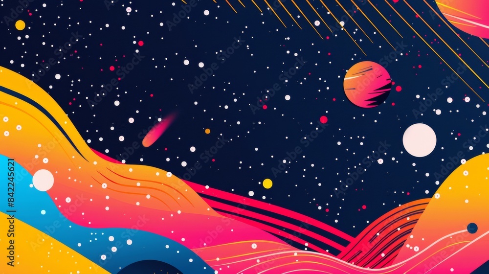 Poster abstract background with colorful geometric shapes and lines