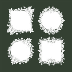 Hand Drawn Tropical Leaf and Flower Background