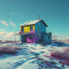 A bird is sitting under a tree a river ai generative photo