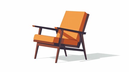 Fototapeta premium Orange chair with shadow on white background for home decor and interior design concepts