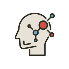 Psychology outline filled color icon. Emotional intelligence management vector icon. Human head illustration image