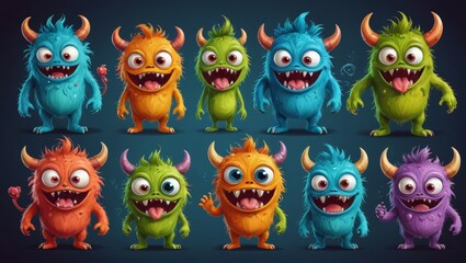 Fototapeta premium Cute Monster Family