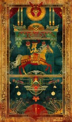 Obraz premium Minimalist and abstract art for Tarot card of The Chariot