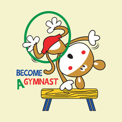 cute monkey doing gymnastics attractions,design cartoon vector illustration