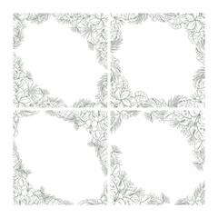 Hand Drawn Tropical Leaf and Flower Background