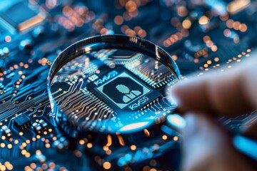 Magnifying the close-up on digital identities, character ICONS and check marks, the technical interface floats in the background. Identity security technologies used by enterprises