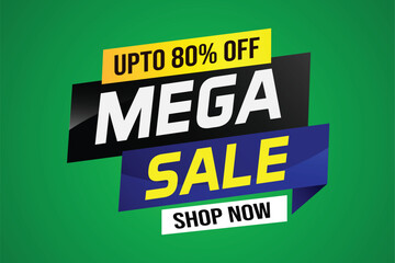 Mega sale word concept vector illustration and 3d style, landing page, template, ui, web, mobile app, poster, banner, flyer, background, gift card, coupon, label, wallpaper

