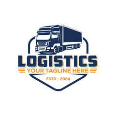 Logo truck and trailer logistics vector