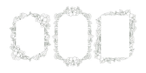 Hand Drawn Tropical Leaf and Flower Background