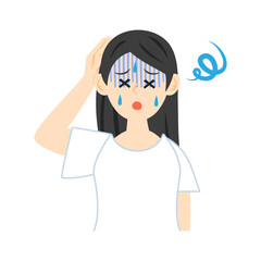 気を失いそうな女性。フラットなベクターイラスト。
Seeming to faint woman.  Flat vector illustration.