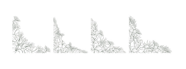 Obraz premium Hand Drawn Tropical Leaf and Flower Background