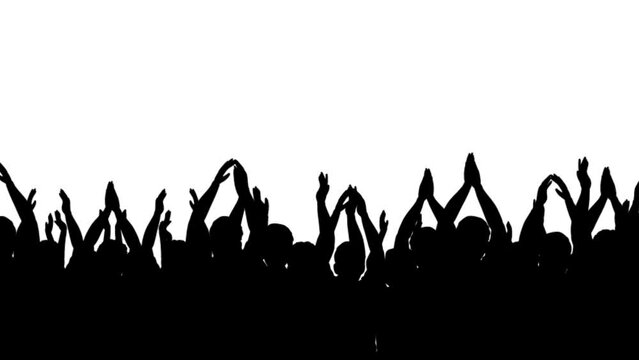 animated silhouette of a crowd applauding on a white background