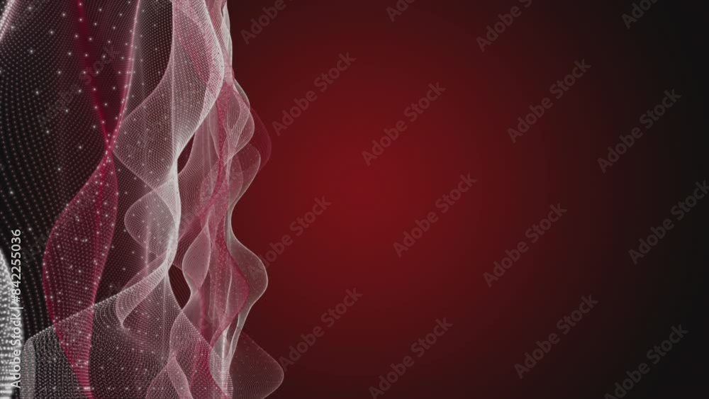 Poster Powerful video animation with particle wave object in slow motion and space for text, 4096x2304 loop 4K