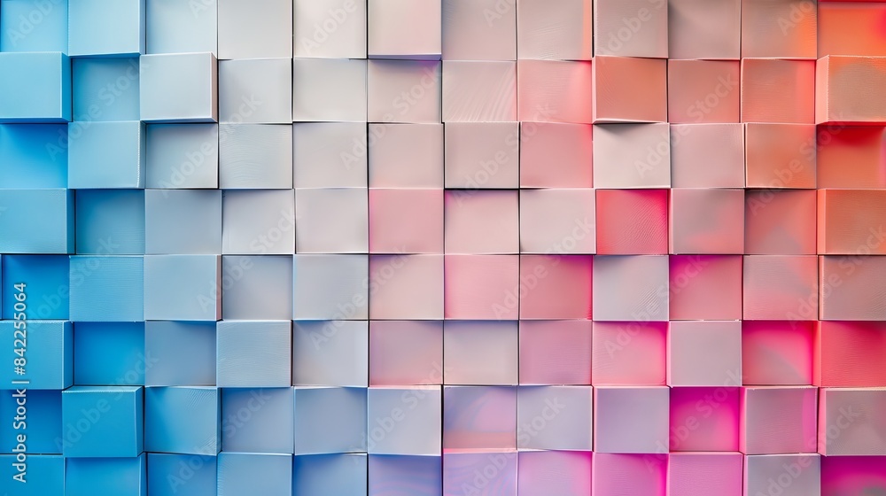 Poster Colorful gradient abstract art with textured cubes pattern