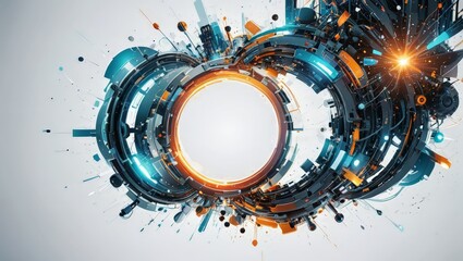 Abstract Futuristic Technology Background with Circular Frame