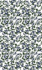 seamless pattern with blueberry and leaves