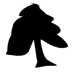 sketch of a tree silhouette icon with different types and shapes