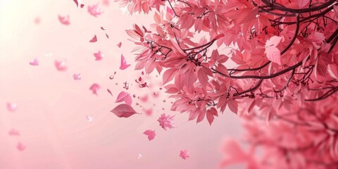 Fototapeta premium Pink Flower Branch on Watery Background. Botanical elegance concept