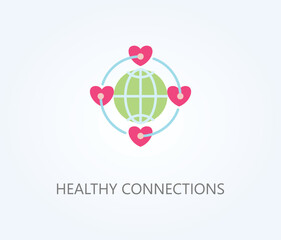  Healthy Connections Vector, Icon Or Logo Sign Symbol Illustration 