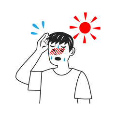 屋外で暑くて汗をかく男性。シンプルなベクターイラスト。
Sweating outdoors man.  Simple vector illustration.