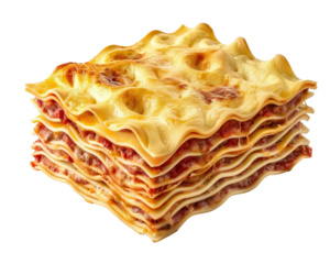 Close-up of a delicious lasagna slice with layered pasta, rich meat sauce, and melted cheese, perfect for Italian cuisine lovers.