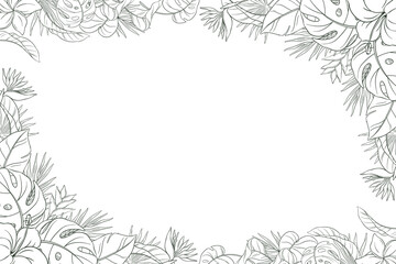 Hand Drawn Tropical Leaf and Flower Background