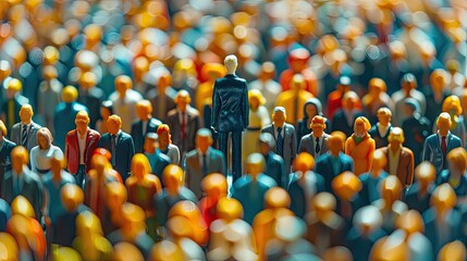 Conceptual Image of Unique Person Standing Out in a Crowd - Leadership and Individuality Theme