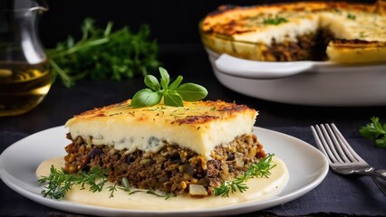 Elegant Potato Pie with Tzatziki Side - A Culinary Harmony