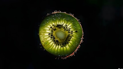 Kiwi Fruit Cross Section Close Up (Generative AI)