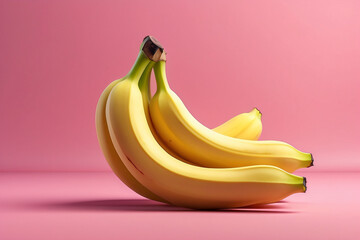 A bunch of bananas are sitting on a pink background