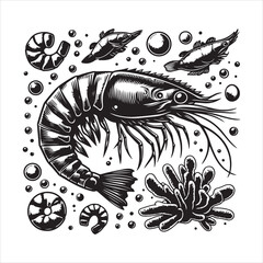 shrimp fish vector