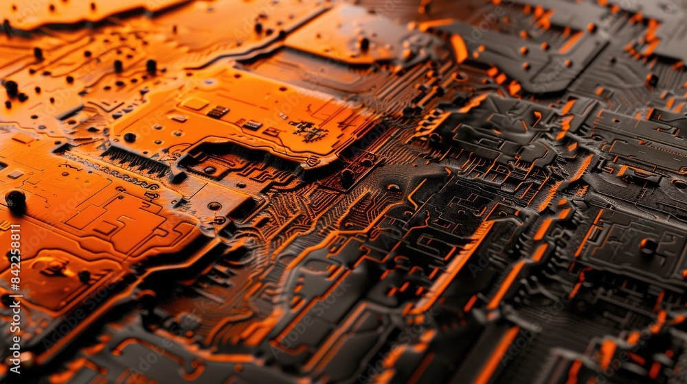 Poster the image is an abstract circuit board. the colors are bright and the image is very detailed. the im