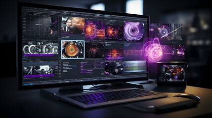 Obraz premium A computer monitor displaying various images.