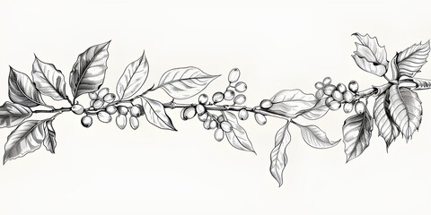 Fototapeta premium coffee tree line drawing