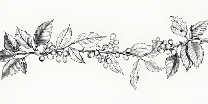 coffee tree line drawing