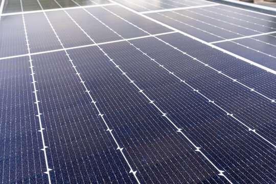 Close-up photo of a new solar panel.	