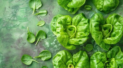 Healthy concept of consuming fresh green Romaine lettuce hearts