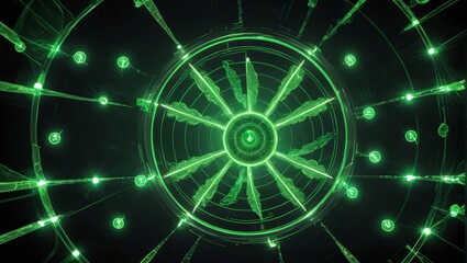 Obraz premium Abstract Green Glowing Circular Pattern