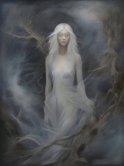 Girl in Enchanting Realm Murky Fog Art