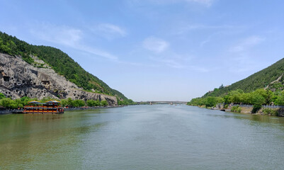 China, Luoyang, Longmen Grottoes, river bank near the grottoes
