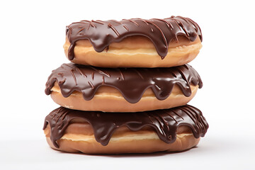 Stack of donuts with chocolate icing isolated on white Background