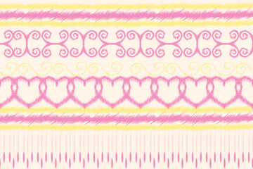 pink and white background, Ethnic Seamless pattern in tribal, folk embroidery, Ikat style floral colorful seamless pattern. Can be printed and used as wrapping paper, wallpaper, textile, fabric. 