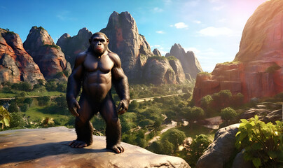 Monkey portrait closeup on wildlife background, planet of the apes