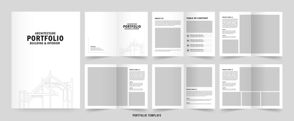 Architecture portfolio or portfolio layout template design, Black and White Portfolio Layout	