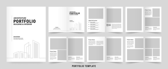 Architecture portfolio template or Portfolio layout design. A4 size brochure design for interior