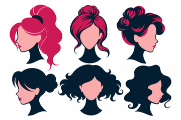 woman hair silhouettes vector illustration